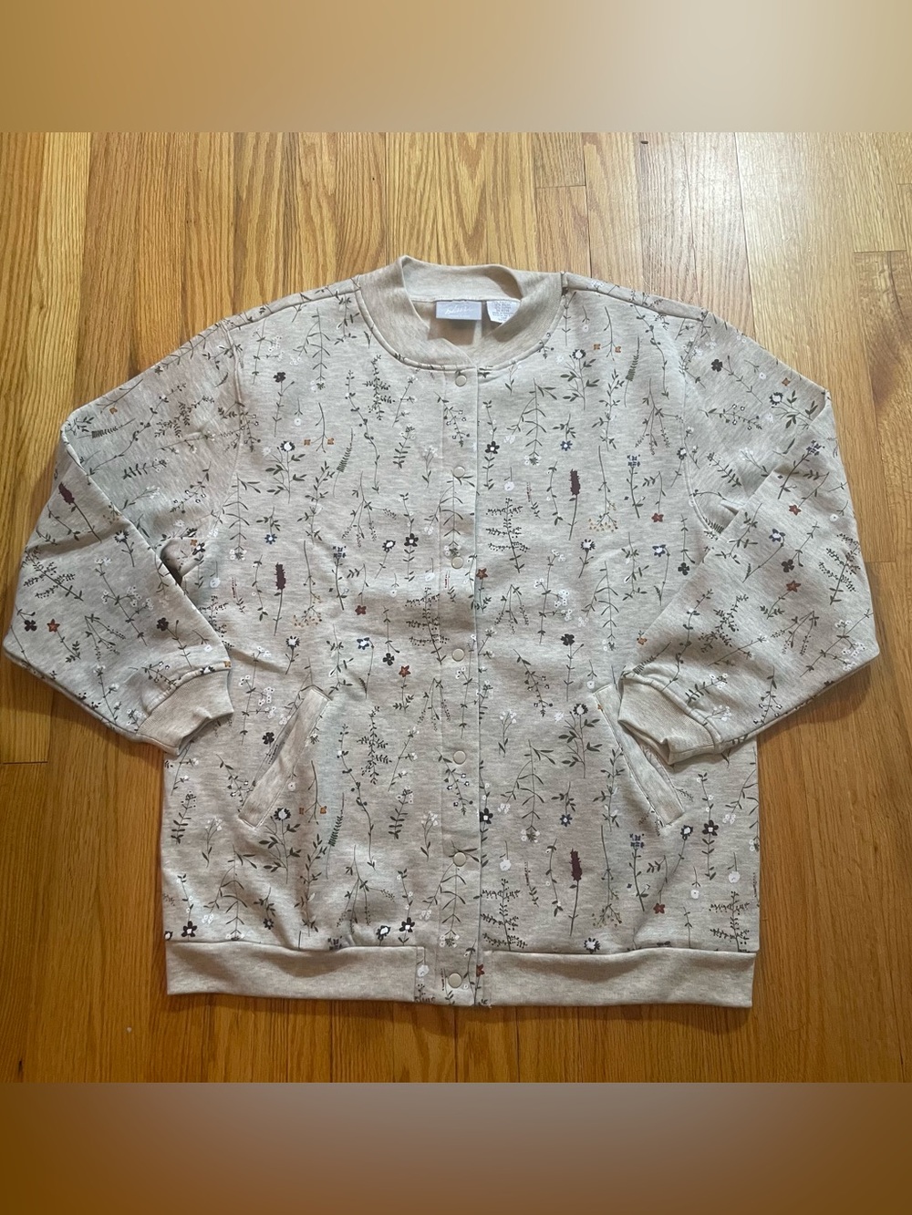 Vintage Blair Sweater Womens Large Snap Button Floral Flower Cardigan Sweatshirt